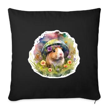 Guinea pigs in flower meadow - Sofa pillowcase 17,3'' x 17,3'' (45 x 45 cm) - black - Front