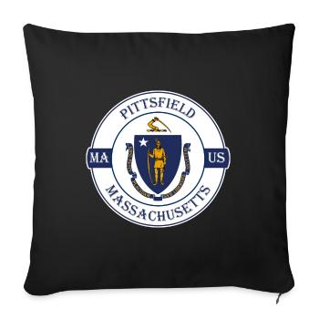 Pittsfield Massachusetts Flag USA Souvenir Logo - Sofa pillowcase 17,3'' x 17,3'' (45 x 45 cm) - black - Front