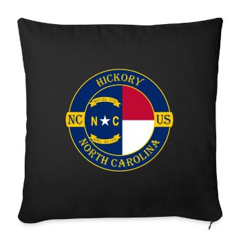Hickory North Carolina Flag USA Souvenir Badge - Sofa pillowcase 17,3'' x 17,3'' (45 x 45 cm) - black - Front