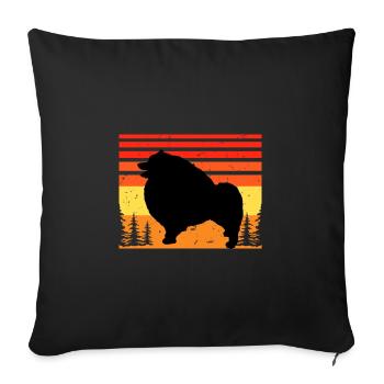Keeshond Dog Lover Silhouette Vintage Sunset - Sofa pillowcase 17,3'' x 17,3'' (45 x 45 cm) - black - Front