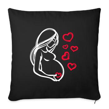 Bébé Bonheur Baby Bump Grossesse Grossesse cardiaque - Housse de coussin décorative 45 x 45 cm - noir - Devant
