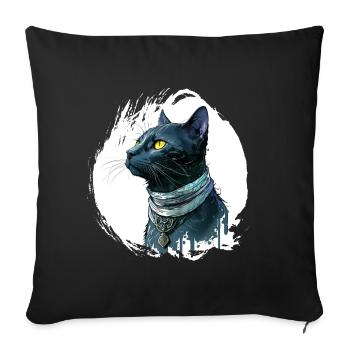 Chat noir avec éclaboussure - Housse de coussin décorative 45 x 45 cm - noir - Devant