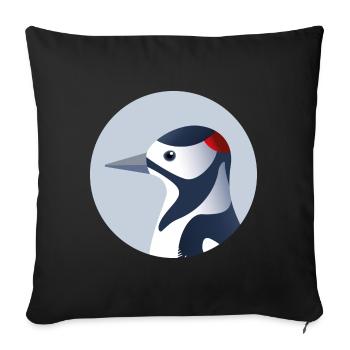 Great Spotted Woodpecker Bird / Portrait - Sofa pillowcase 17,3'' x 17,3'' (45 x 45 cm) - black - Front
