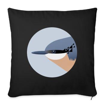 Nuthatch Bird / Portrait - Sofa pillowcase 17,3'' x 17,3'' (45 x 45 cm) - black - Front