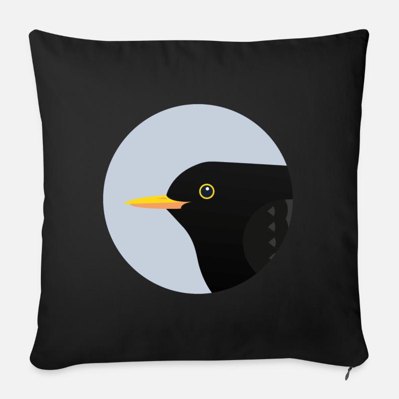 Amsel Vogel / Porträt - Sofakissenbezug 45 x 45 cm - Schwarz