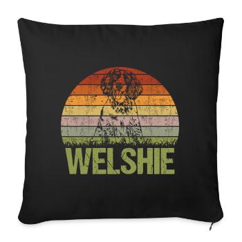 Welsh Springer Spaniel Vintage Retro - Sofa pillowcase 17,3'' x 17,3'' (45 x 45 cm) - black - Front