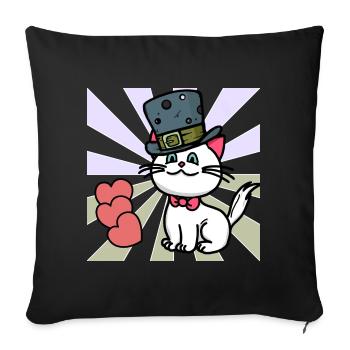 Cat Hearts Children Birthday Gift Baby - Sofa pillowcase 17,3'' x 17,3'' (45 x 45 cm) - black - Front