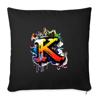 Graffiti Buchstabe K mit Krone 👑 - Sofakissenbezug 45 x 45 cm - Schwarz - Vorne