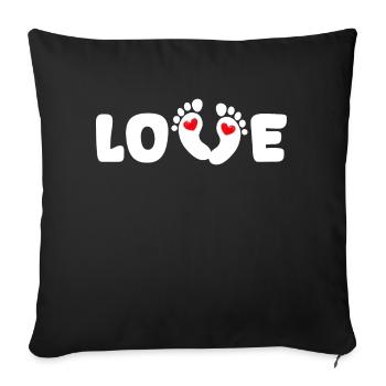 Grossesse Enceinte Coeur Baby Feet Famille - Housse de coussin décorative 45 x 45 cm - noir - Devant
