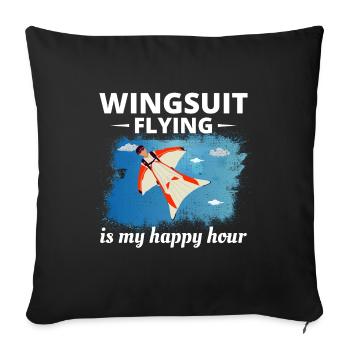 Wingsuit flying Base Jumping Skydiving Wingsuiting - Sofa pillowcase 17,3'' x 17,3'' (45 x 45 cm) - black - Front