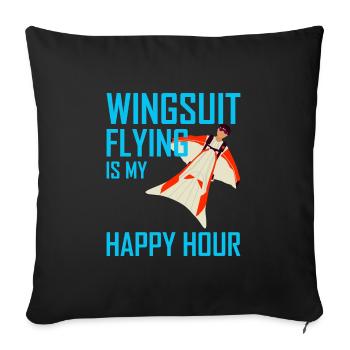 Wingsuit flying Base Jumping Skydiving Wingsuiting - Sofa pillowcase 17,3'' x 17,3'' (45 x 45 cm) - black - Front