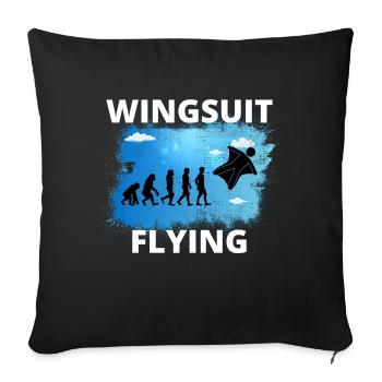 Wingsuit fliegen Base Jumping Fallschirmspringen Evolution - Sofakissenbezug 45 x 45 cm - Schwarz - Vorne