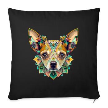 Illustration colorée de la tête de chihuahua - Housse de coussin décorative 45 x 45 cm - noir - Devant