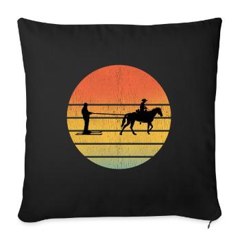 Ski Cheval Sport d’hiver Rétro Vintage - Housse de coussin décorative 45 x 45 cm - noir - Devant