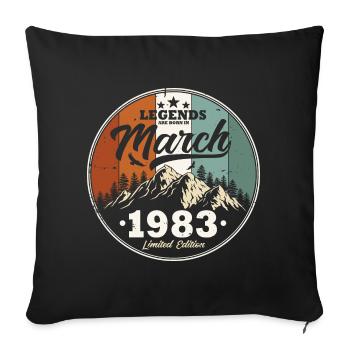 Des légendes sont nées en mars 1983 - Housse de coussin décorative 45 x 45 cm - noir - Devant