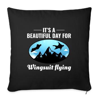 Wingsuit flying Base Jumping Skydiving Wingsuiting - Sofa pillowcase 17,3'' x 17,3'' (45 x 45 cm) - black - Front
