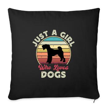 Airedale Terrier Hundeliebhaber Silhouette Retro Sonnenuntergang - Sofakissenbezug 45 x 45 cm - Schwarz - Vorne
