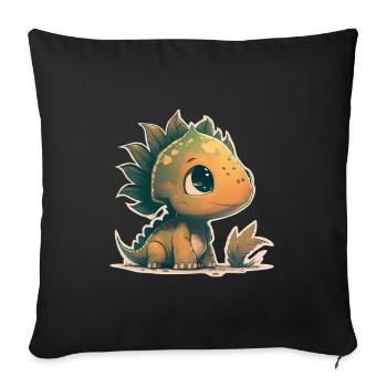 Petit mais courageux bébé Dino - Housse de coussin décorative 45 x 45 cm - noir - Devant