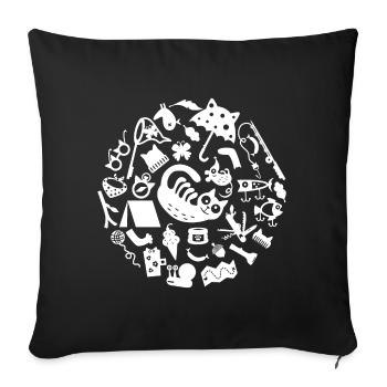Cat Camping L White - Sofa pillowcase 17,3'' x 17,3'' (45 x 45 cm) - black - Front