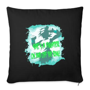 Fighter She's a fighter - Sofa pillowcase 17,3'' x 17,3'' (45 x 45 cm) - black - Front
