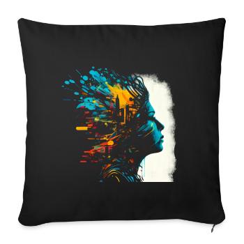 Œuvres d’art psychédéliques - Open Mind - Housse de coussin décorative 45 x 45 cm - noir - Devant