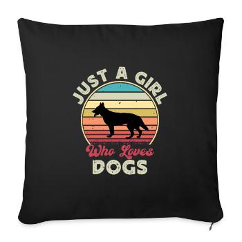 Berger Blanc Suisse Dog Silhouette Retro Sunset - Sofa pillowcase 17,3'' x 17,3'' (45 x 45 cm) - black - Front