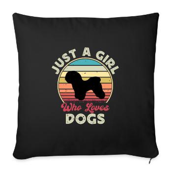 Bichon Frise Dog Lover Silhouette Vintage Sunset - Sofa pillowcase 17,3'' x 17,3'' (45 x 45 cm) - black - Front