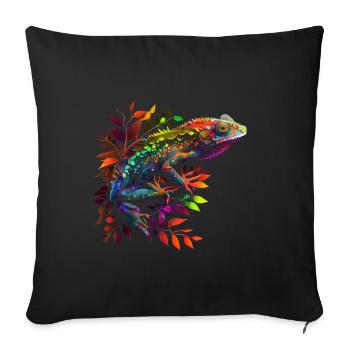 Cool Gecko Chameleon Design colorful - Sofa pillowcase 17,3'' x 17,3'' (45 x 45 cm) - black - Front