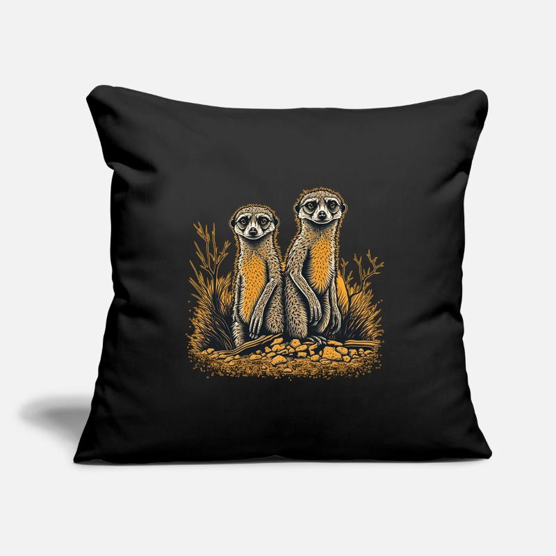 Deux suricates Housse de coussin décorative 45 x 45 cm