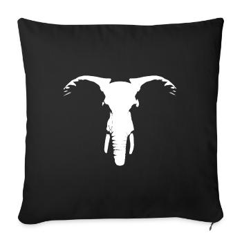 African elephant head - Sofa pillowcase 17,3'' x 17,3'' (45 x 45 cm) - black - Front