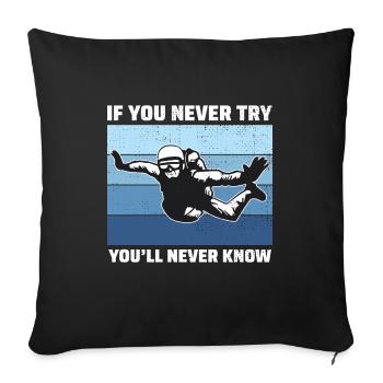 Skydiving Skydiver Skydive Parachuting Motivation - Sofa pillowcase 17,3'' x 17,3'' (45 x 45 cm) - black - Front