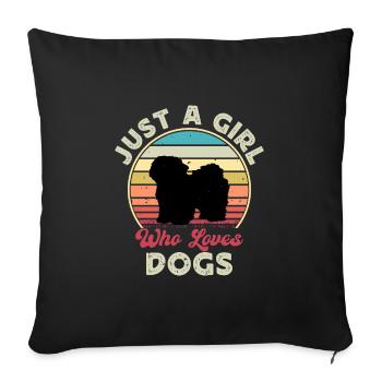 Bolognese Dog Lover Silhouette Vintage Sunset - Sofa pillowcase 17,3'' x 17,3'' (45 x 45 cm) - black - Front
