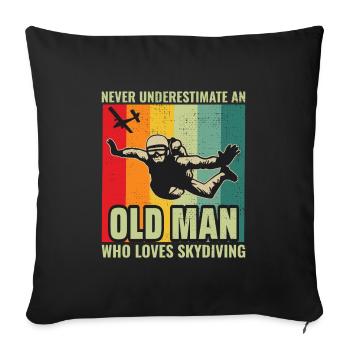 Old Man Parachute Parachute Parachute Parachute Parachutiste Parachutiste - Housse de coussin décorative 45 x 45 cm - noir - Devant