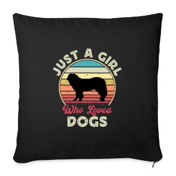 Caucasian Shepherd Dog Silhouette Retro Sunset - Sofa pillowcase 17,3'' x 17,3'' (45 x 45 cm) - black - Front