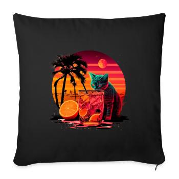 Funny cat drinks cocktail Cat lover - Sofa pillowcase 17,3'' x 17,3'' (45 x 45 cm) - black - Front