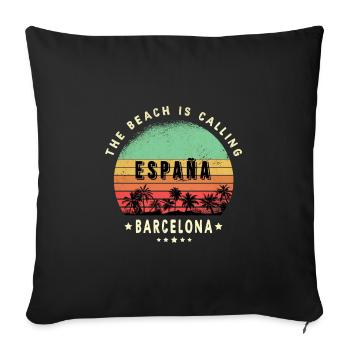 Design de palmier de Barcelone, Espagne - Housse de coussin décorative 45 x 45 cm - noir - Devant