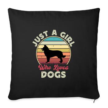 Chien de berger croate Amour Silhouette Rétro Coucher de soleil - Housse de coussin décorative 45 x 45 cm - noir - Devant
