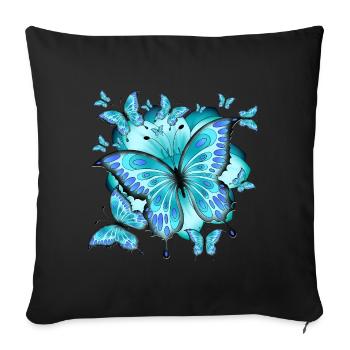 Papillons avec fleur - Housse de coussin décorative 45 x 45 cm - noir - Devant