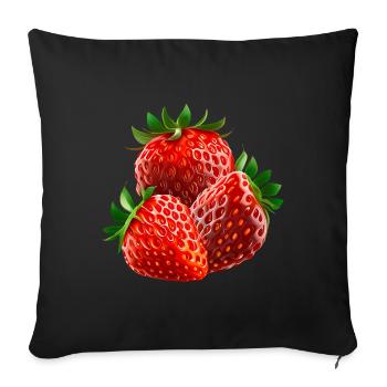 Fraises Fraises - Housse de coussin décorative 45 x 45 cm - noir - Devant