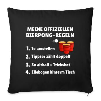 Offiziellen Bierpong Regeln Partyshirt biertrinker - Sofakissenbezug 45 x 45 cm - Schwarz - Vorne