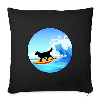 Golden retriever Maman Chien Surf Planche de Surf Surfer - Housse de coussin décorative 45 x 45 cm - noir - Devant