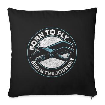 Fliegen Herzschlag Flugsport Segelflieger - Sofakissenbezug 45 x 45 cm - Schwarz - Vorne