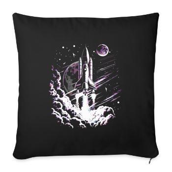 Rocket at take-off - Sofa pillowcase 17,3'' x 17,3'' (45 x 45 cm) - black - Front