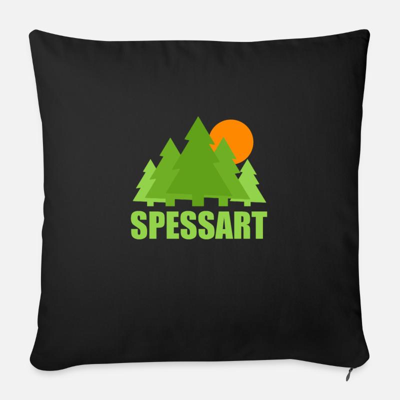 Spessart Bäume grün Sonne - Sofakissenbezug 45 x 45 cm - Schwarz