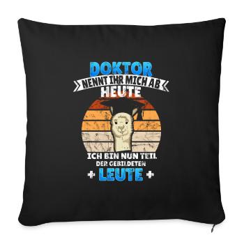 Doktortitel lama promotionshut Spruch Geschenkidee - Sofakissenbezug 45 x 45 cm - Schwarz - Vorne