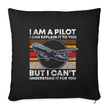 Jet d’aérodrome volant - Housse de coussin décorative 45 x 45 cm - noir - Devant