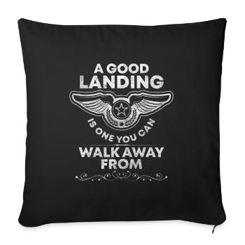 Flugzeug Beruf Luftfahrt Flugplatz - Sofakissenbezug 45 x 45 cm - Schwarz - Vorne