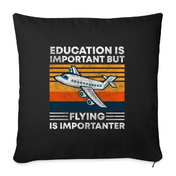 Pilot Arbeit Piloten Segelflieger - Sofakissenbezug 45 x 45 cm - Schwarz - Vorne