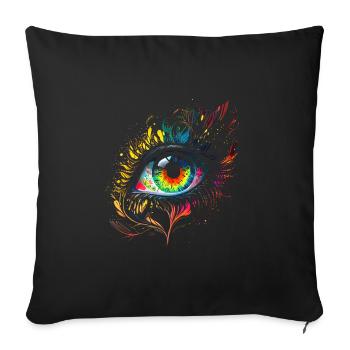 Psychedelic eye with colorful airbrush details - Sofa pillowcase 17,3'' x 17,3'' (45 x 45 cm) - black - Front