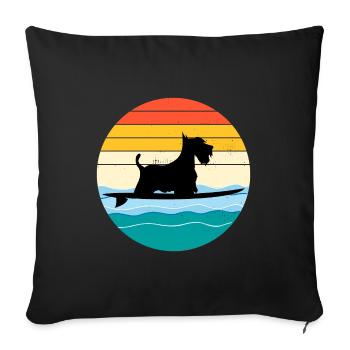 Scottish Terrier Dog Surfing Surfer Sea Waves - Sofa pillowcase 17,3'' x 17,3'' (45 x 45 cm) - black - Front